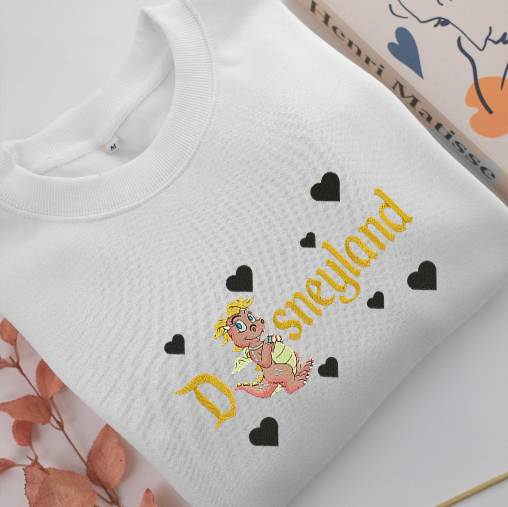 Cassie Dragon Disneyland Tales Embroidery, Disneyland Embroidered Sweatshirt, Movie Disney Inspired, Valentine's Day Gifts Idea For Him Her