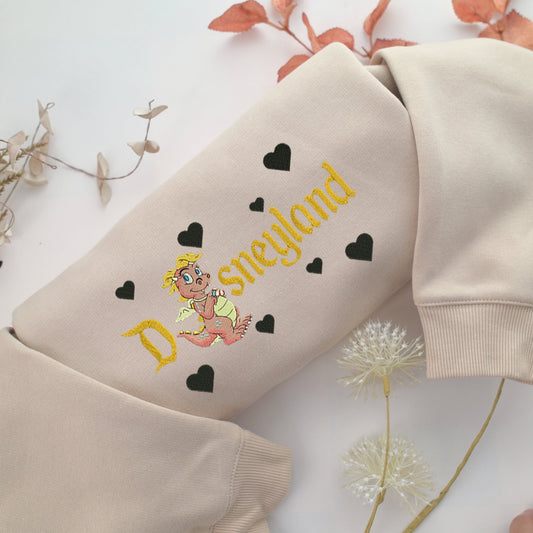 Cassie Dragon Disneyland Tales Embroidery, Disneyland Embroidered Sweatshirt, Movie Disney Inspired, Valentine's Day Gifts Idea For Him Her