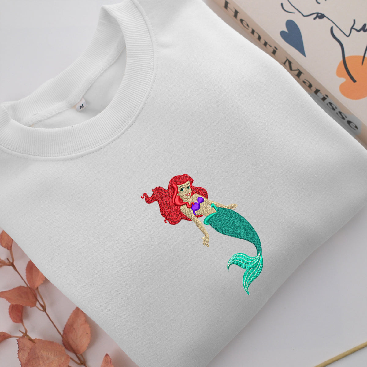 Ariel v4 Embroidery, Disneyland Embroidered Sweatshirt, Movie Disney Inspired, Valentine's Day Gifts Idea For Him Her