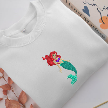 Ariel v4 Embroidery, Disneyland Embroidered Sweatshirt, Movie Disney Inspired, Valentine's Day Gifts Idea For Him Her