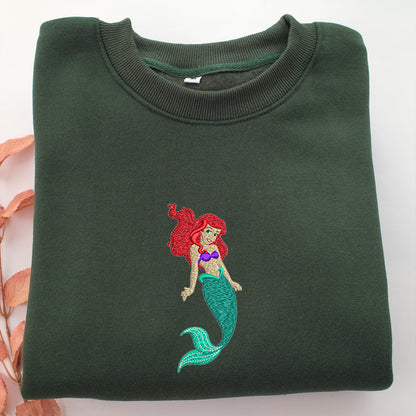 Ariel v4 Embroidery, Disneyland Embroidered Sweatshirt, Movie Disney Inspired, Valentine's Day Gifts Idea For Him Her