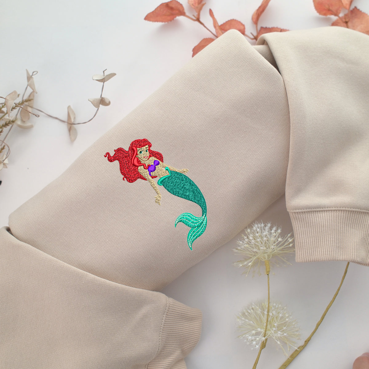 Ariel v4 Embroidery, Disneyland Embroidered Sweatshirt, Movie Disney Inspired, Valentine's Day Gifts Idea For Him Her