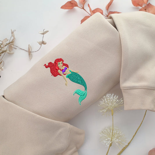 Ariel v4 Embroidery, Disneyland Embroidered Sweatshirt, Movie Disney Inspired, Valentine's Day Gifts Idea For Him Her
