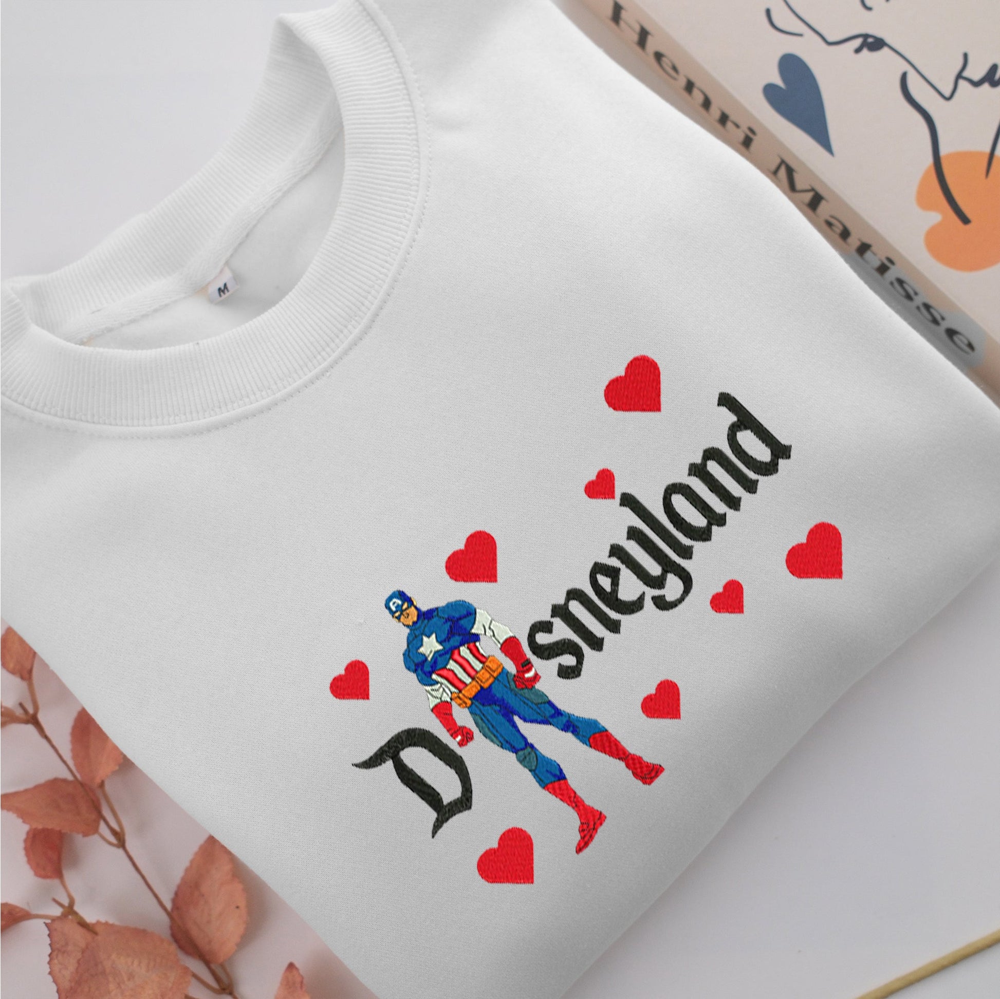 Captain America Disneyland Embroidery, Disneyland Embroidered Sweatshirt, Movie Disney Inspired, Valentine's Day Gifts Idea For Him Her