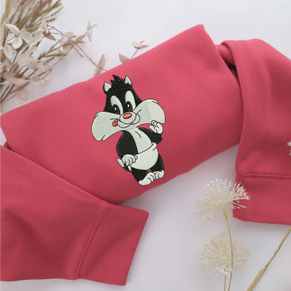 Baby Sylvester Embroidery, Disneyland Embroidered Sweatshirt, Movie Disney Inspired, Valentine's Day Gifts Idea For Him Her