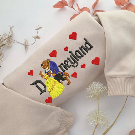 Beauty and The Beast Disneyland Embroidery, Disneyland Embroidered Sweatshirt, Movie Disney Inspired, Valentine's Day Gifts Idea For Him Her