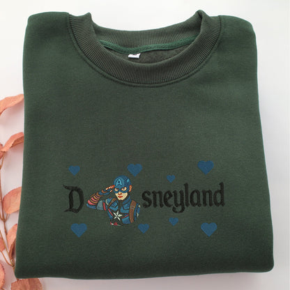 Captain America Half Disney Embroidery, Disneyland Embroidered Sweatshirt, Movie Disney Inspired, Valentine's Day Gifts Idea For Him Her