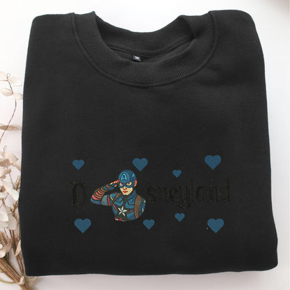 Captain America Half Disney Embroidery, Disneyland Embroidered Sweatshirt, Movie Disney Inspired, Valentine's Day Gifts Idea For Him Her
