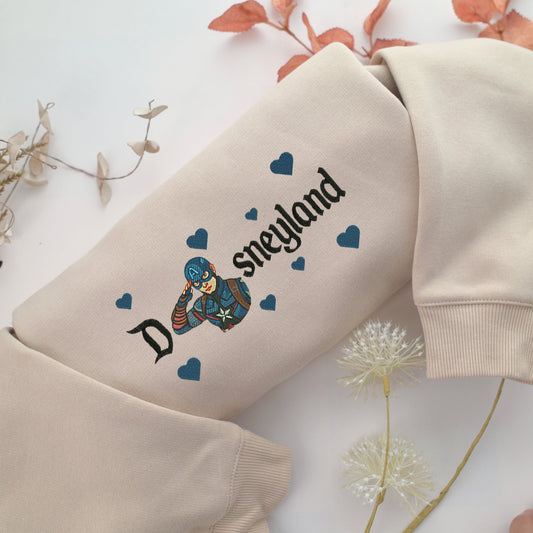 Captain America Half Disney Embroidery, Disneyland Embroidered Sweatshirt, Movie Disney Inspired, Valentine's Day Gifts Idea For Him Her