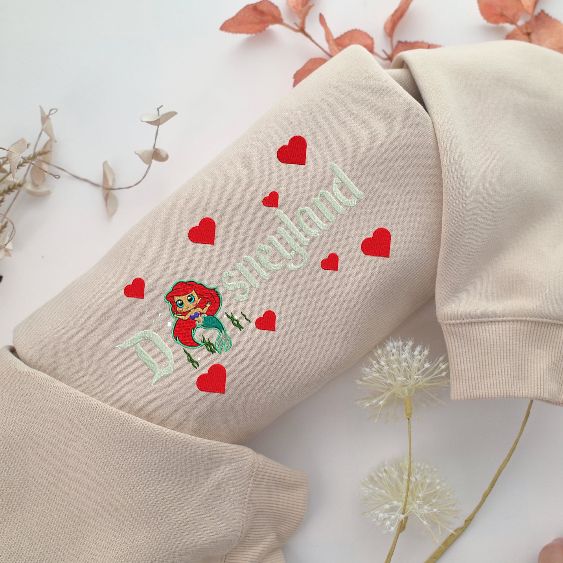 Chibi Ariel Disneyland Embroidery, Disneyland Embroidered Sweatshirt, Movie Disney Inspired, Valentine's Day Gifts Idea For Him Her