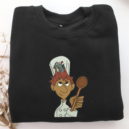 Alfredo Linguini Embroidery, Disneyland Embroidered Sweatshirt, Movie Disney Inspired, Valentine's Day Gifts Idea For Him Her