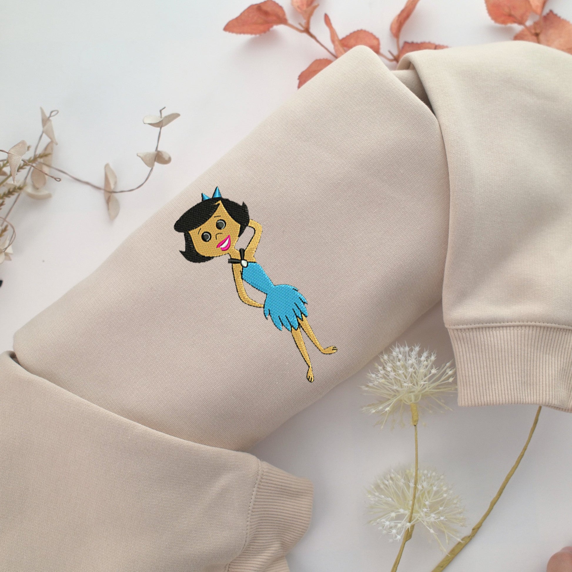 Betty Rubble Embroidery, Disneyland Embroidered Sweatshirt, Movie Disney Inspired, Valentine's Day Gifts Idea For Him Her