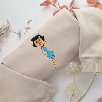 Betty Rubble Embroidery, Disneyland Embroidered Sweatshirt, Movie Disney Inspired, Valentine's Day Gifts Idea For Him Her