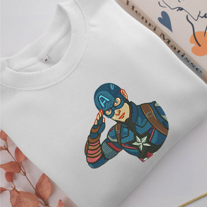 Captain America Half Embroidery, Disneyland Embroidered Sweatshirt, Movie Disney Inspired, Valentine's Day Gifts Idea For Him Her
