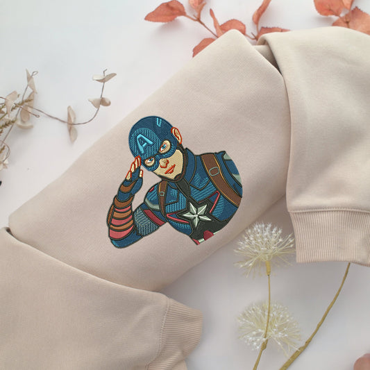 Captain America Half Embroidery, Disneyland Embroidered Sweatshirt, Movie Disney Inspired, Valentine's Day Gifts Idea For Him Her
