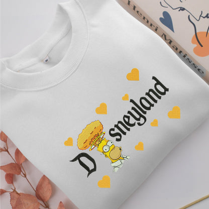 Angry Homer Disneyland Embroidery, Disneyland Embroidered Sweatshirt, Movie Disney Inspired, Valentine's Day Gifts Idea For Him Her