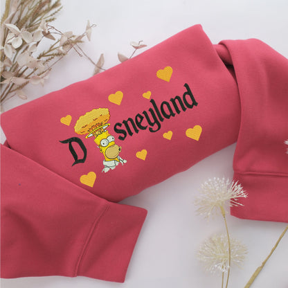 Angry Homer Disneyland Embroidery, Disneyland Embroidered Sweatshirt, Movie Disney Inspired, Valentine's Day Gifts Idea For Him Her