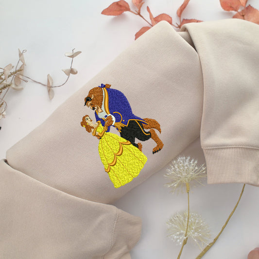 Beauty and The Beast Embroidery, Disneyland Embroidered Sweatshirt, Movie Disney Inspired, Valentine's Day Gifts Idea For Him Her