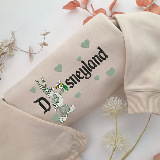 Bugs Bunny Disneyland Embroidery, Disneyland Embroidered Sweatshirt, Movie Disney Inspired, Valentine's Day Gifts Idea For Him Her