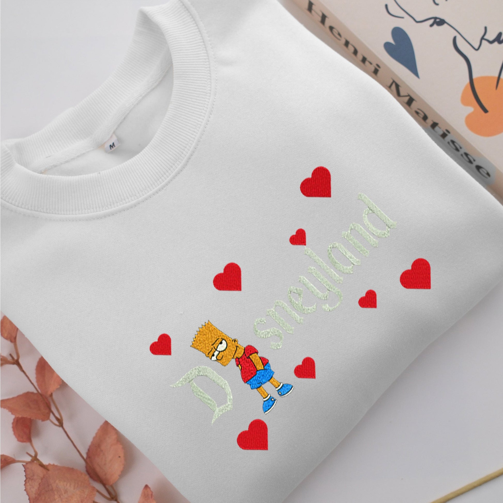Bart Disneyland Embroidery, Disneyland Embroidered Sweatshirt, Movie Disney Inspired, Valentine's Day Gifts Idea For Him Her