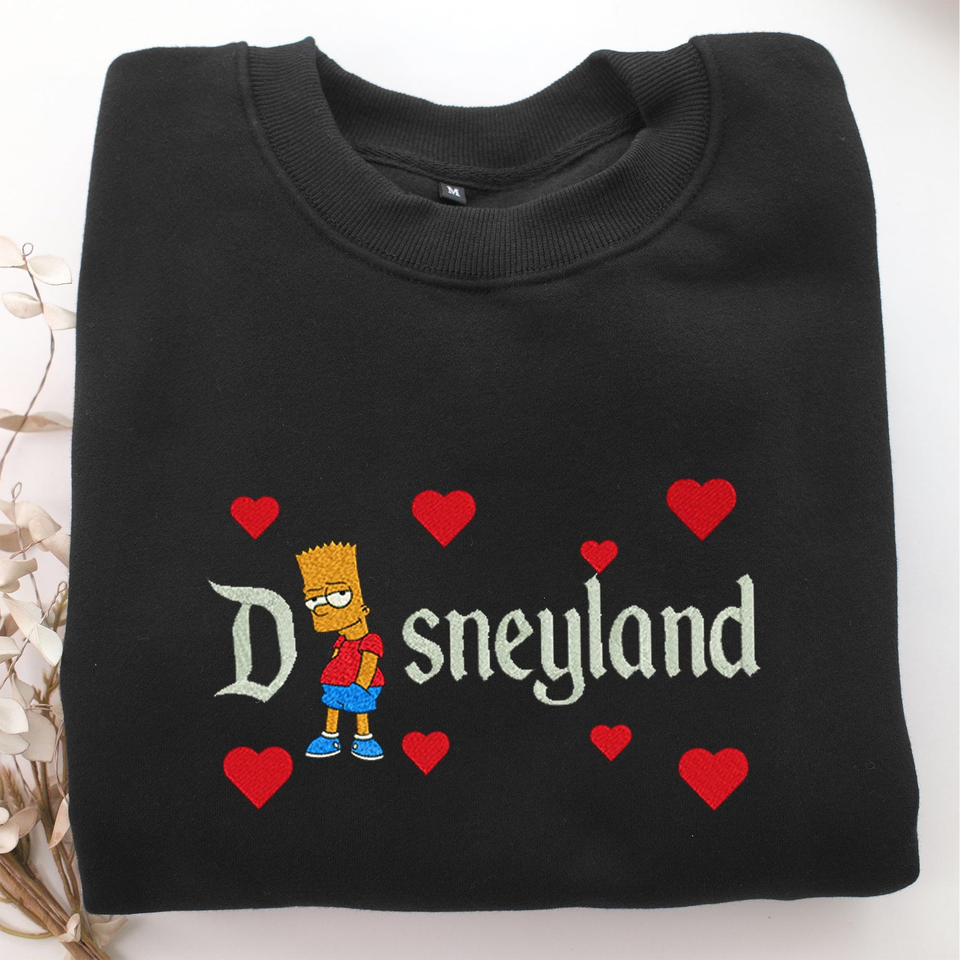Bart Disneyland Embroidery, Disneyland Embroidered Sweatshirt, Movie Disney Inspired, Valentine's Day Gifts Idea For Him Her