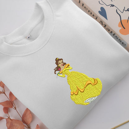 Belle v1 Embroidery, Disneyland Embroidered Sweatshirt, Movie Disney Inspired, Valentine's Day Gifts Idea For Him Her