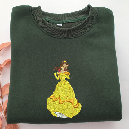 Belle v1 Embroidery, Disneyland Embroidered Sweatshirt, Movie Disney Inspired, Valentine's Day Gifts Idea For Him Her
