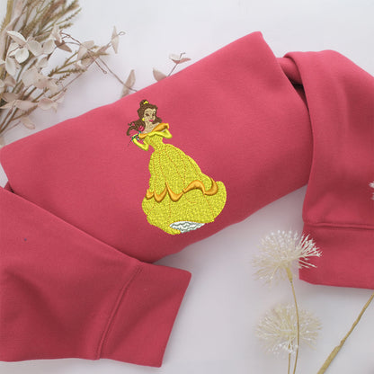 Belle v1 Embroidery, Disneyland Embroidered Sweatshirt, Movie Disney Inspired, Valentine's Day Gifts Idea For Him Her