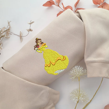 Belle v1 Embroidery, Disneyland Embroidered Sweatshirt, Movie Disney Inspired, Valentine's Day Gifts Idea For Him Her