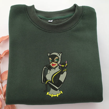 Catwoman Half Embroidery, Disneyland Embroidered Sweatshirt, Movie Disney Inspired, Valentine's Day Gifts Idea For Him Her