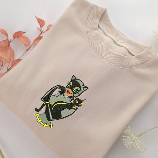 Catwoman Half Embroidery, Disneyland Embroidered Sweatshirt, Movie Disney Inspired, Valentine's Day Gifts Idea For Him Her