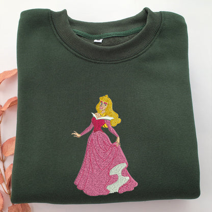 Aurora Embroidery, Disneyland Embroidered Sweatshirt, Movie Disney Inspired, Valentine's Day Gifts Idea For Him Her