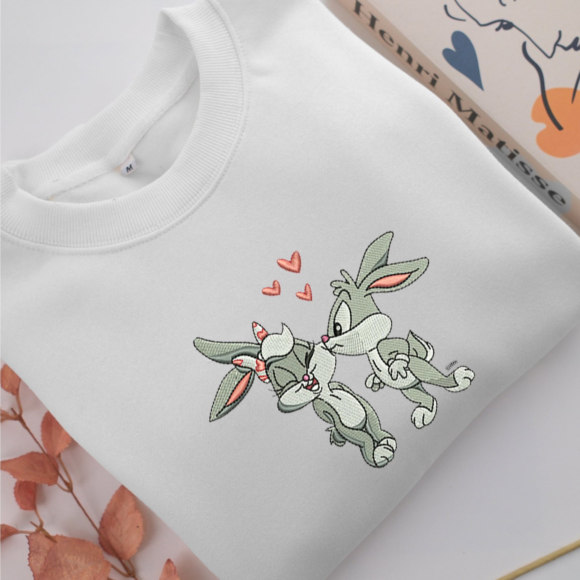 Baby Lola with Baby Bugs Embroidery, Disneyland Embroidered Sweatshirt, Movie Disney Inspired, Valentine's Day Gifts Idea For Him Her