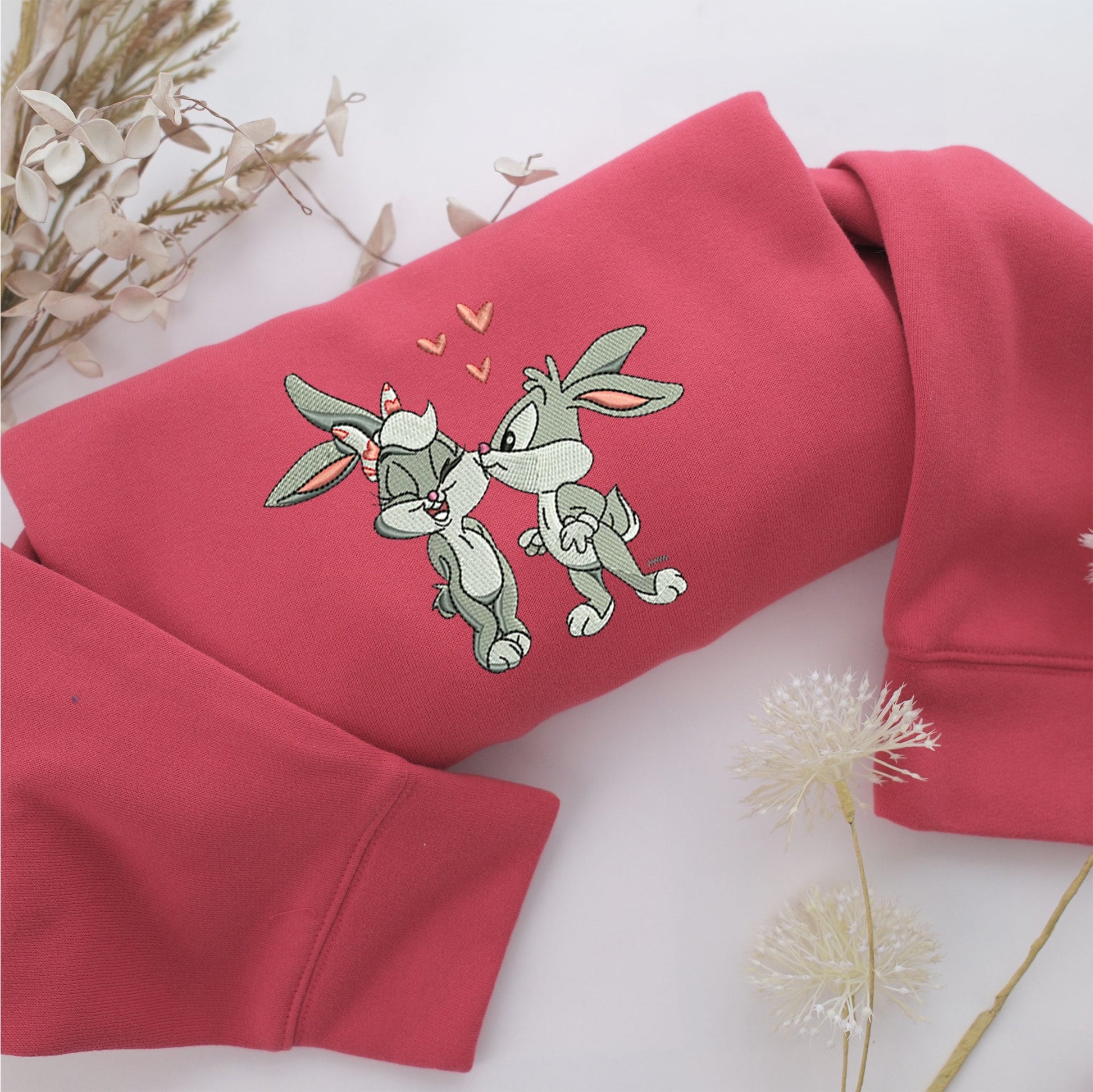 Baby Lola with Baby Bugs Embroidery, Disneyland Embroidered Sweatshirt, Movie Disney Inspired, Valentine's Day Gifts Idea For Him Her