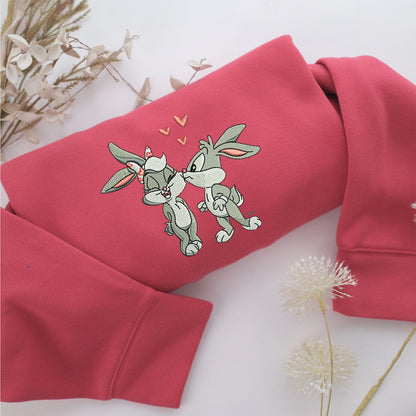 Baby Lola with Baby Bugs Embroidery, Disneyland Embroidered Sweatshirt, Movie Disney Inspired, Valentine's Day Gifts Idea For Him Her