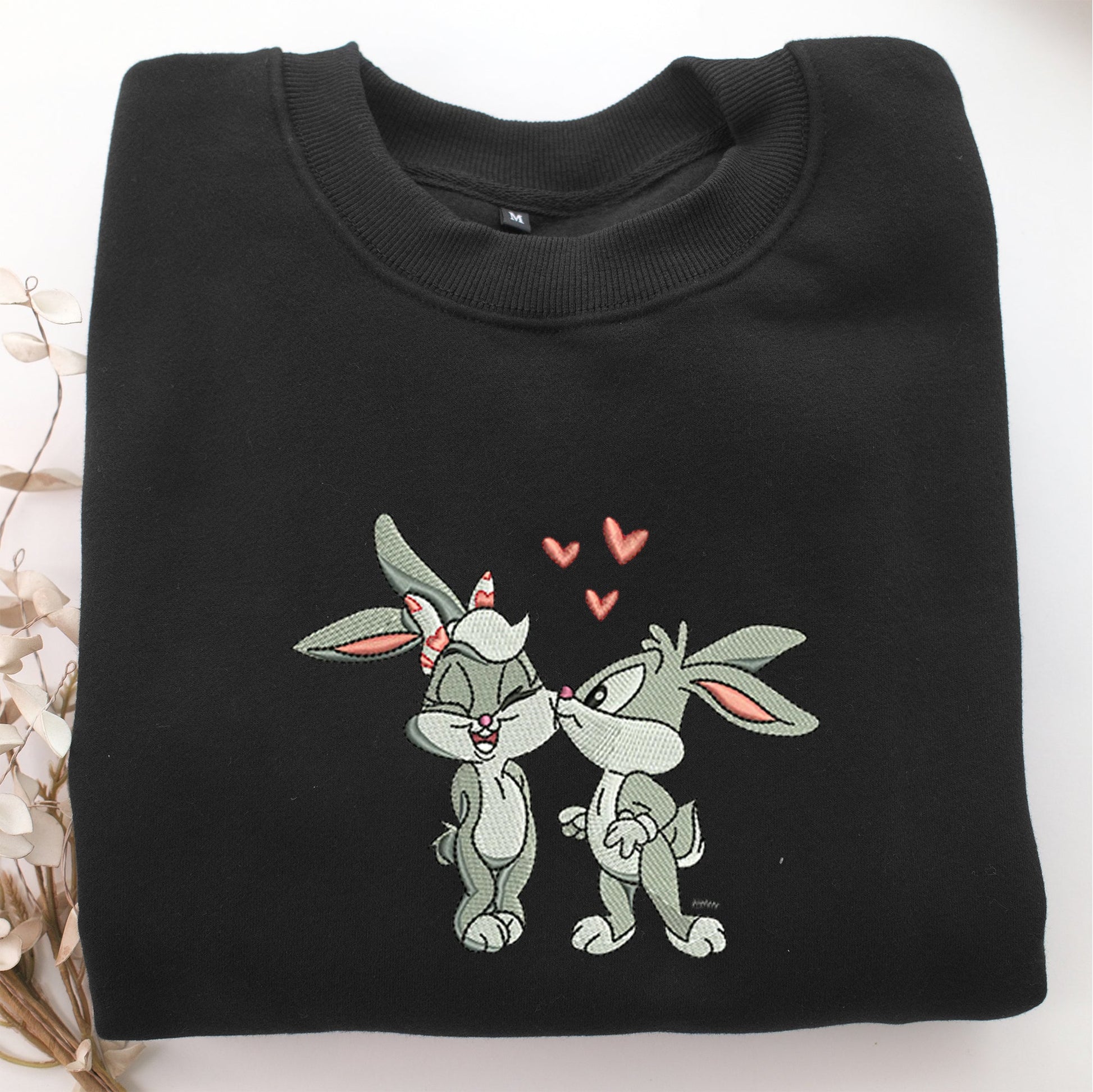 Baby Lola with Baby Bugs Embroidery, Disneyland Embroidered Sweatshirt, Movie Disney Inspired, Valentine's Day Gifts Idea For Him Her