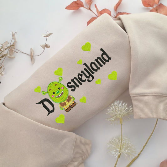 Chibi Shrek Disneyland Embroidery, Disneyland Embroidered Sweatshirt, Movie Disney Inspired, Valentine's Day Gifts Idea For Him Her
