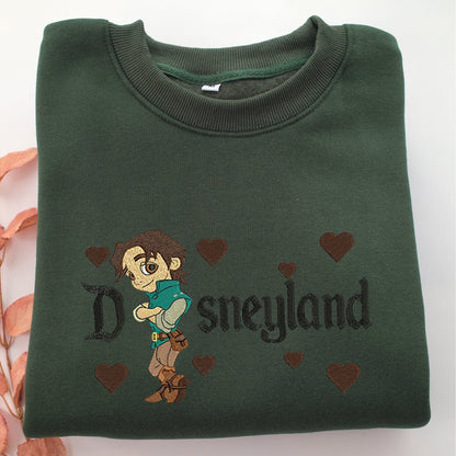 Chibi Flynn Rider Disneyland Embroidery, Disneyland Embroidered Sweatshirt, Movie Disney Inspired, Valentine's Day Gifts Idea For Him Her