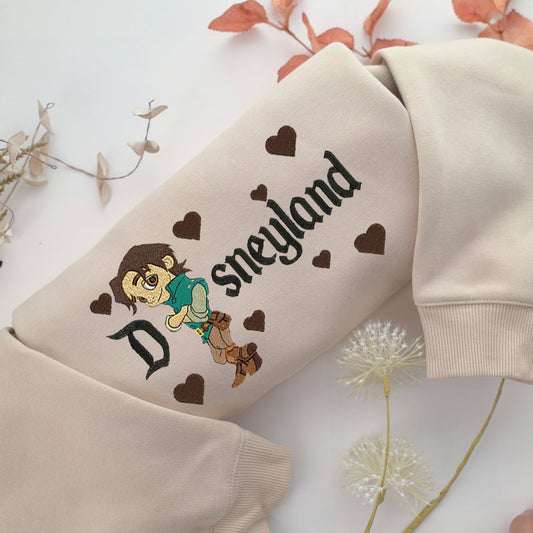 Chibi Flynn Rider Disneyland Embroidery, Disneyland Embroidered Sweatshirt, Movie Disney Inspired, Valentine's Day Gifts Idea For Him Her
