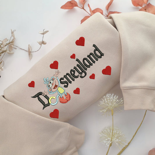Boots v1 Disneyland Embroidery, Disneyland Embroidered Sweatshirt, Movie Disney Inspired, Valentine's Day Gifts Idea For Him Her