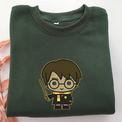 Chibi Harry Potter Embroidery, Disneyland Embroidered Sweatshirt, Movie Disney Inspired, Valentine's Day Gifts Idea For Him Her