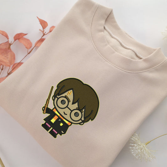 Chibi Harry Potter Embroidery, Disneyland Embroidered Sweatshirt, Movie Disney Inspired, Valentine's Day Gifts Idea For Him Her