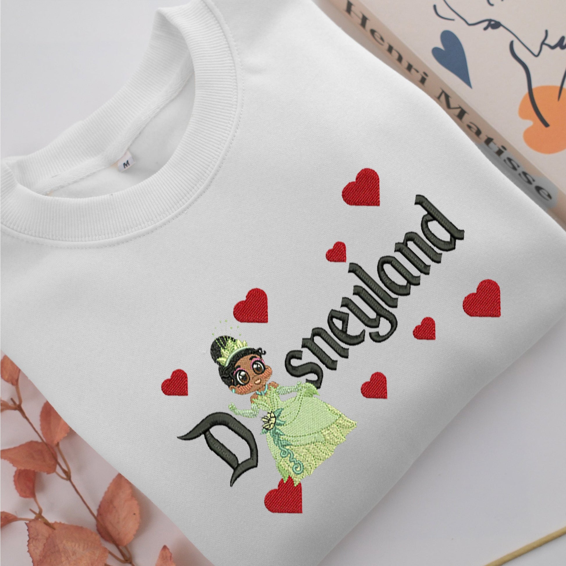 Chibi Princess Tiana Disneyland Embroidery, Disneyland Embroidered Sweatshirt, Movie Disney Inspired, Valentine's Day Gifts Idea For Him Her