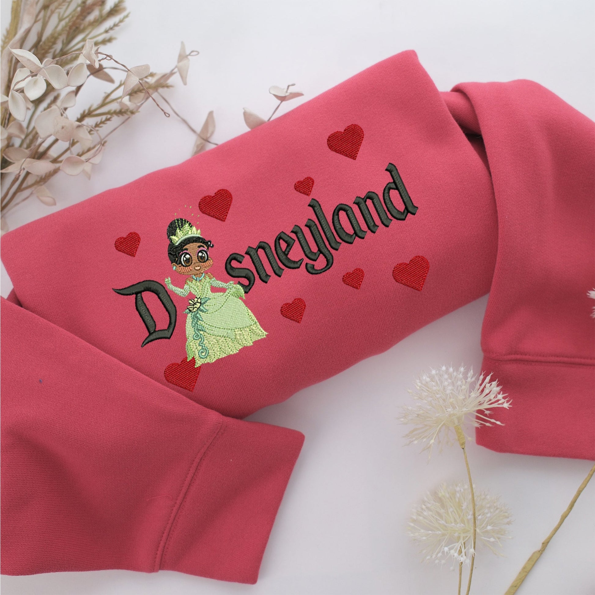 Chibi Princess Tiana Disneyland Embroidery, Disneyland Embroidered Sweatshirt, Movie Disney Inspired, Valentine's Day Gifts Idea For Him Her