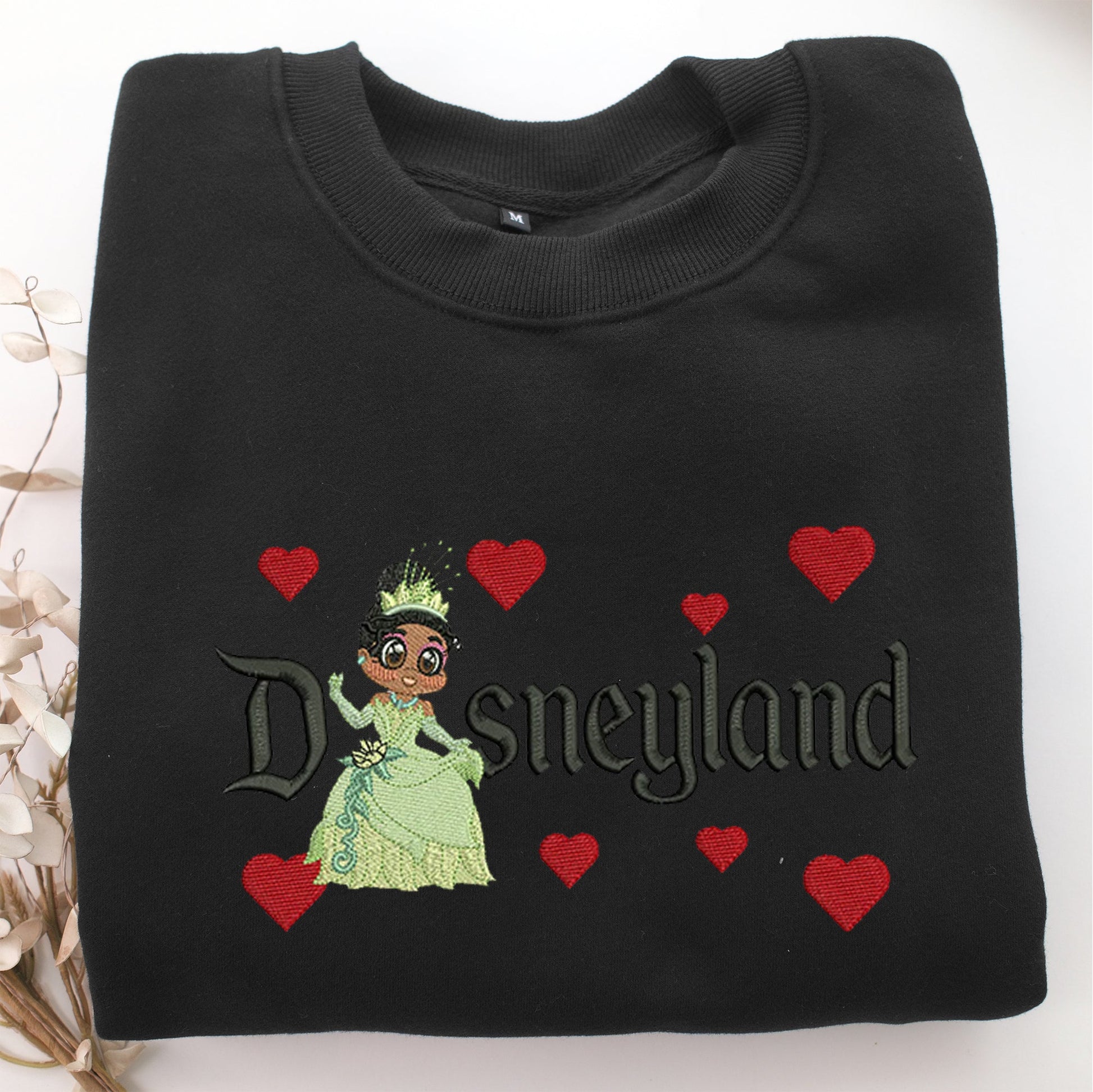 Chibi Princess Tiana Disneyland Embroidery, Disneyland Embroidered Sweatshirt, Movie Disney Inspired, Valentine's Day Gifts Idea For Him Her