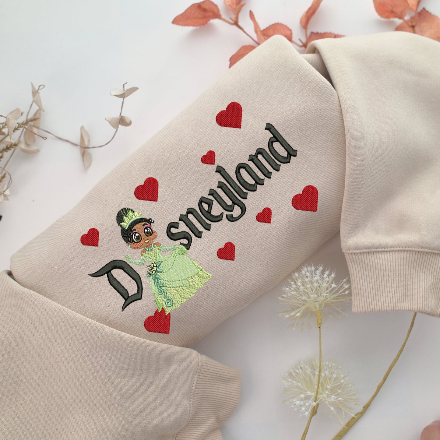Chibi Princess Tiana Disneyland Embroidery, Disneyland Embroidered Sweatshirt, Movie Disney Inspired, Valentine's Day Gifts Idea For Him Her