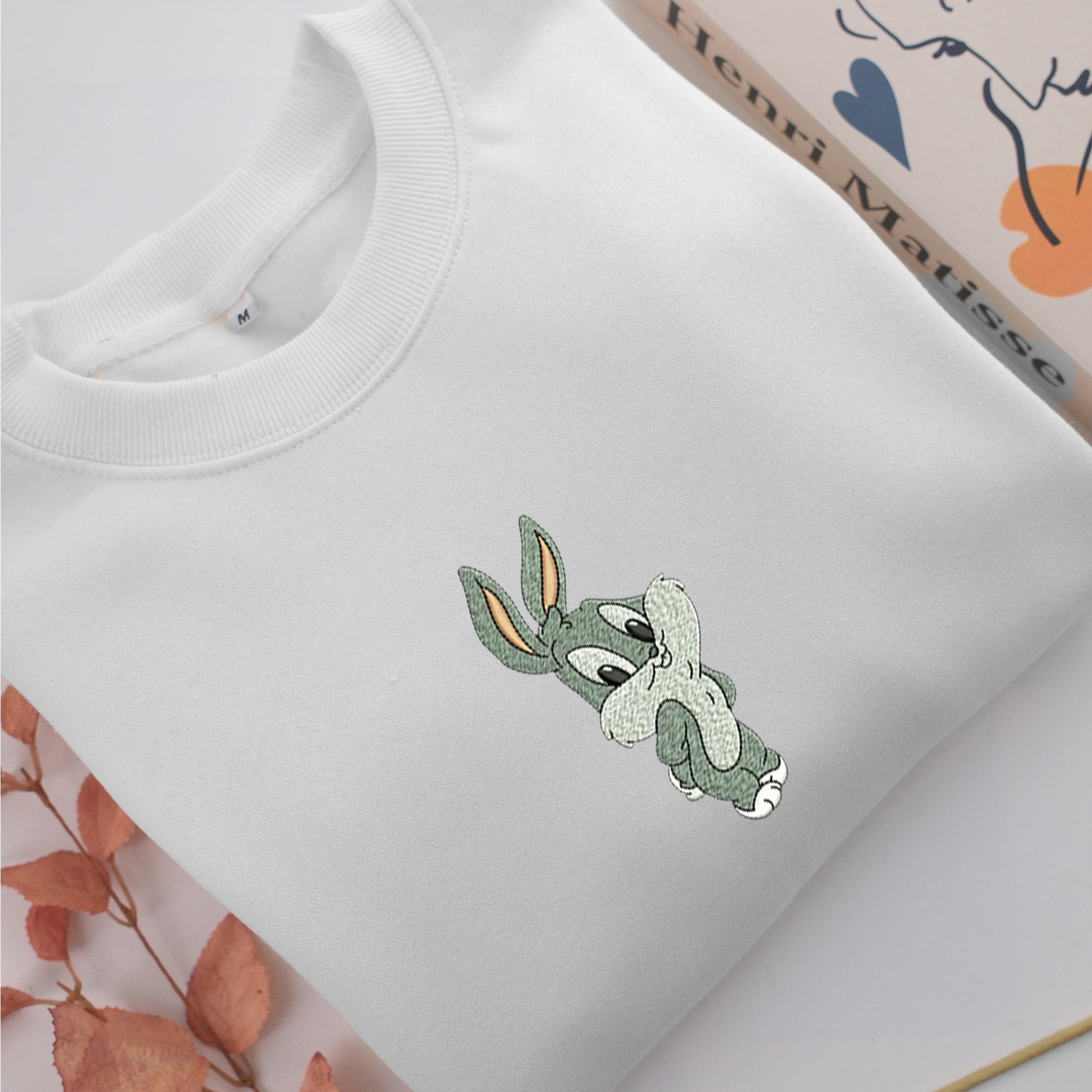 Chibi Bugs Bunny Embroidery, Disneyland Embroidered Sweatshirt, Movie Disney Inspired, Valentine's Day Gifts Idea For Him Her