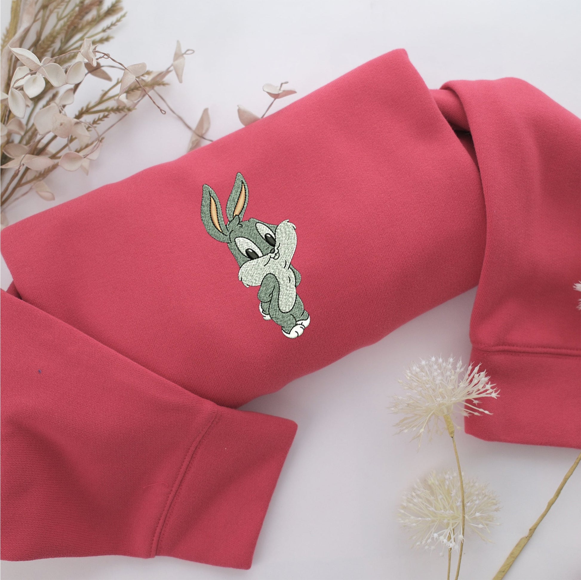 Chibi Bugs Bunny Embroidery, Disneyland Embroidered Sweatshirt, Movie Disney Inspired, Valentine's Day Gifts Idea For Him Her