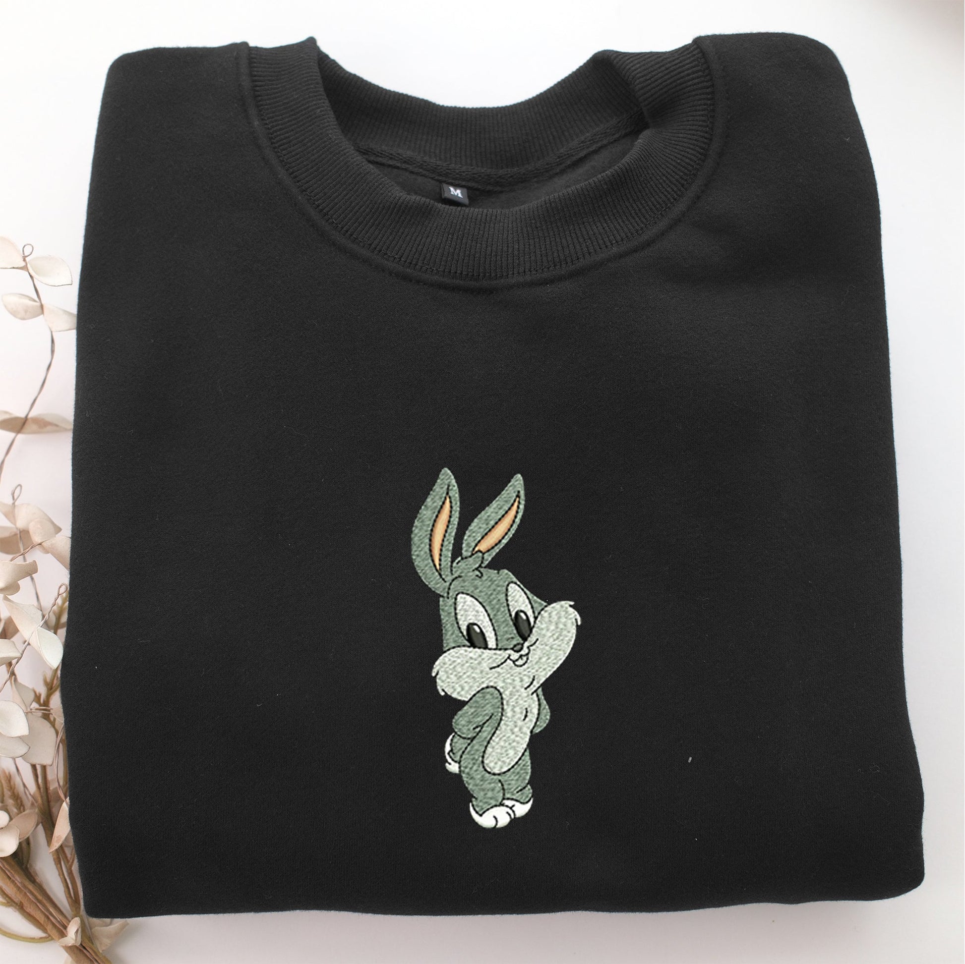 Chibi Bugs Bunny Embroidery, Disneyland Embroidered Sweatshirt, Movie Disney Inspired, Valentine's Day Gifts Idea For Him Her