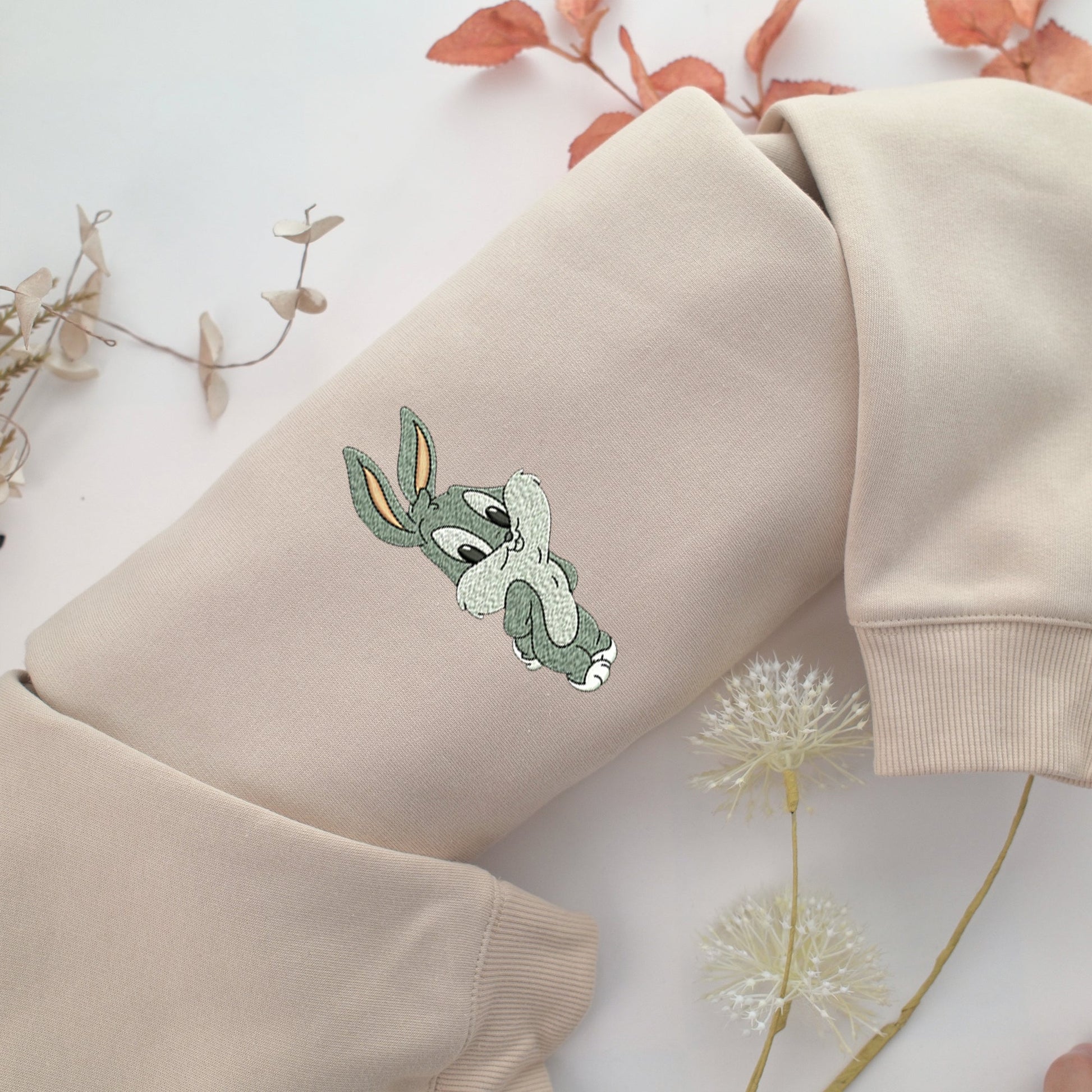 Chibi Bugs Bunny Embroidery, Disneyland Embroidered Sweatshirt, Movie Disney Inspired, Valentine's Day Gifts Idea For Him Her